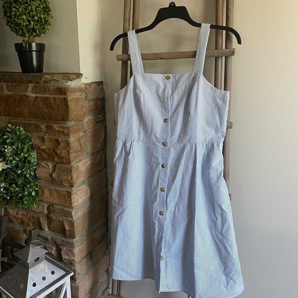 Seersucker Button Front Dress